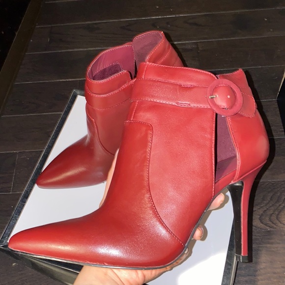 NWB Cherry Red Booties w/ High Heel by Nine West - Picture 4 of 10